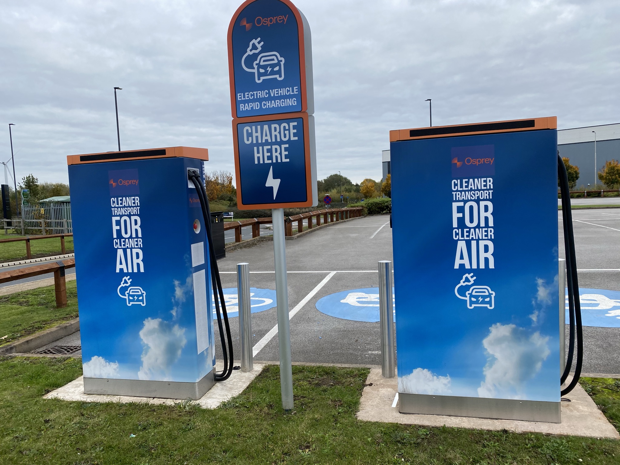 Multi-site vinyl wrap rollout on Osprey EV charging stations across the UK by UK Install